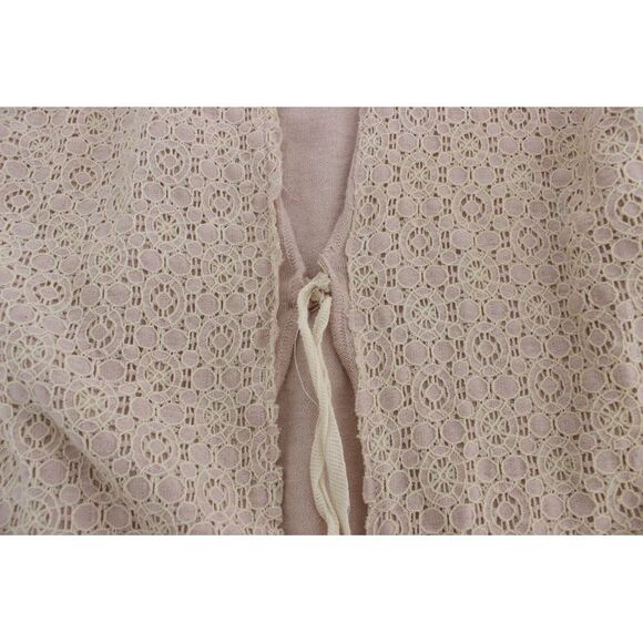 PINK MEMORIES Lace Cardigan Long Sleeves Tie Front Women Pink Sweaters - Picture 6 of 6